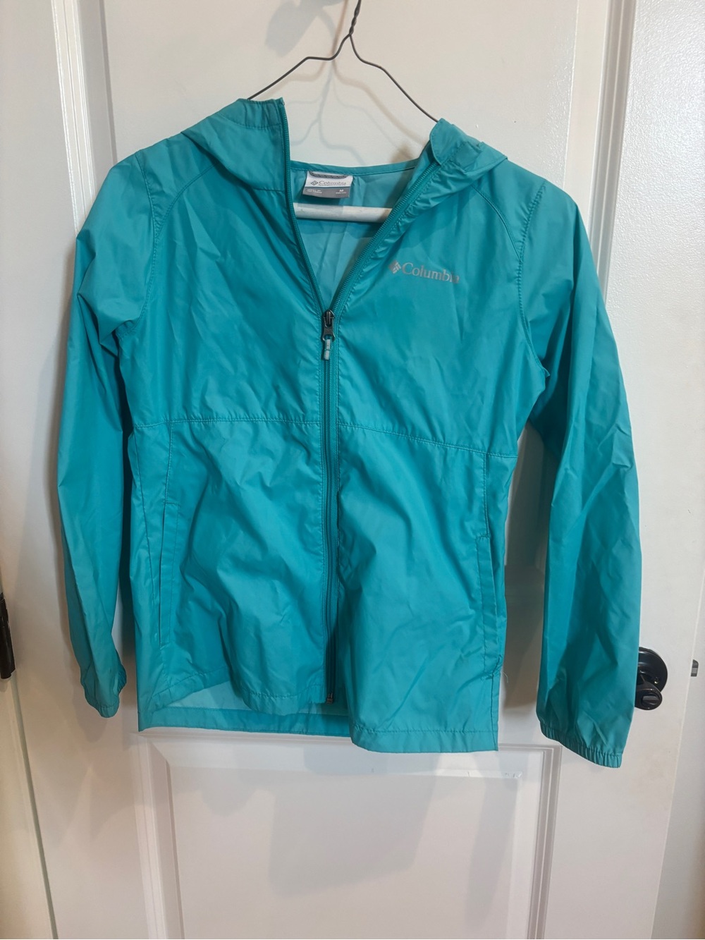 Columbia Girls' Turquoise Hooded Rain Jacket